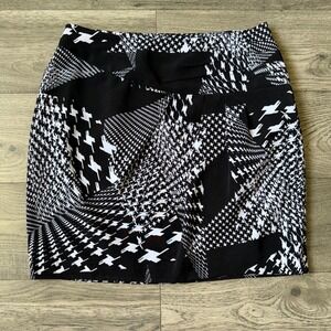 Worthington Womens Black White Abstract Houndstooth Mini Skirt Size 14 Lined